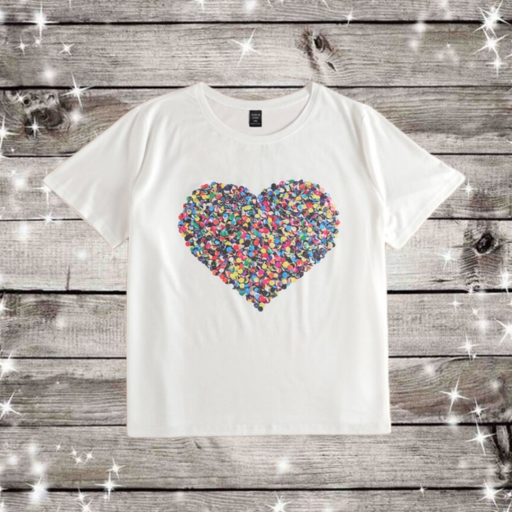 SHEIN Essnce Heart Print Tee-L